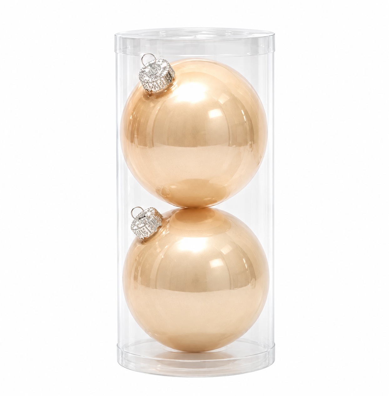 Xmas. Box 2 Sfere Vetro D.12cm - Oro Platinato