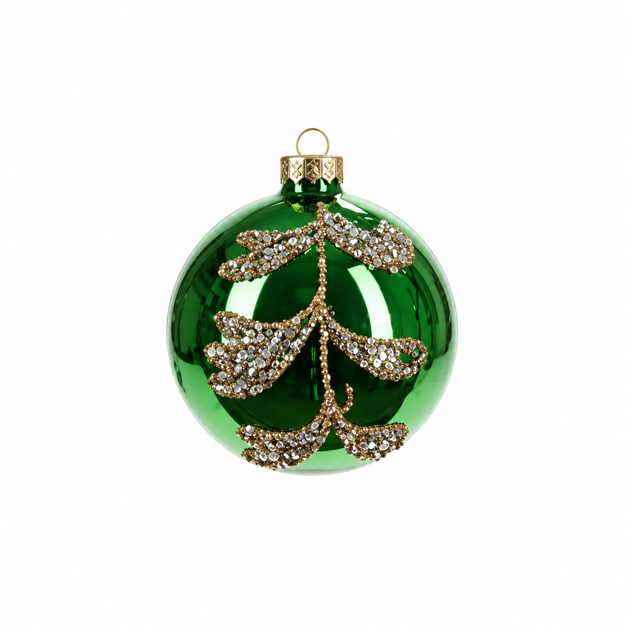 Xmas. Box 2 Sfere Vetro Petali D.12cm - Verde