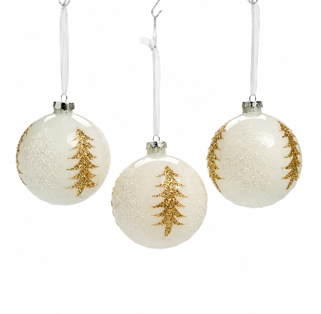 Xmas. Box 3 Sfere Vetro Albero D.10cm - Bianco