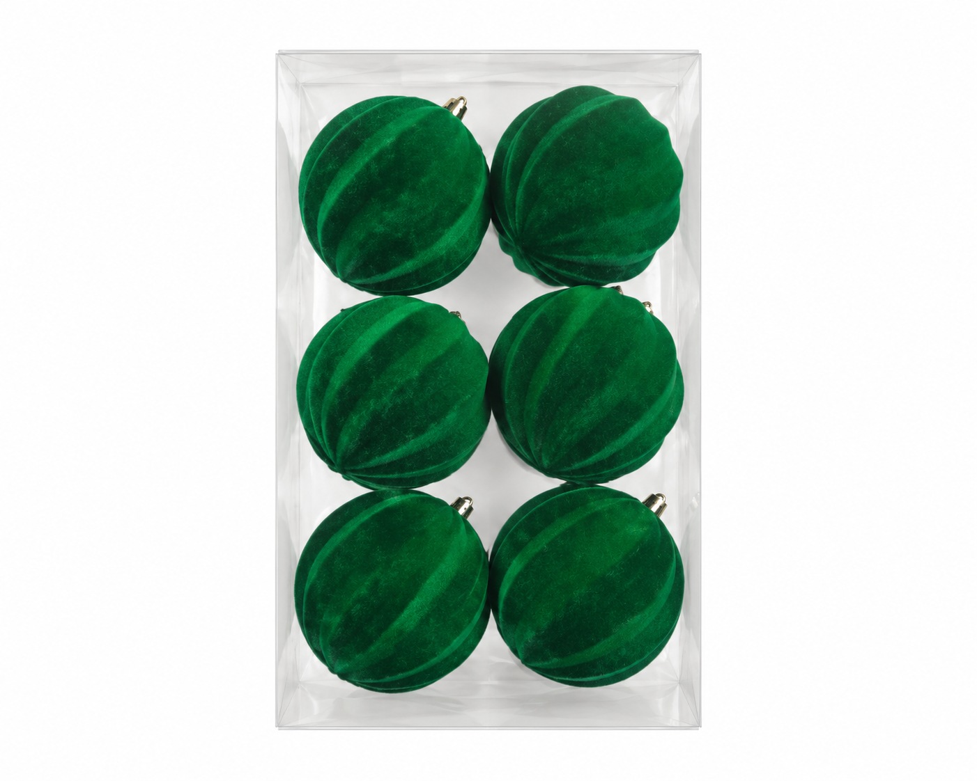 Xmas. Box 6 Sfere D.10cm Velluto Twist Verde