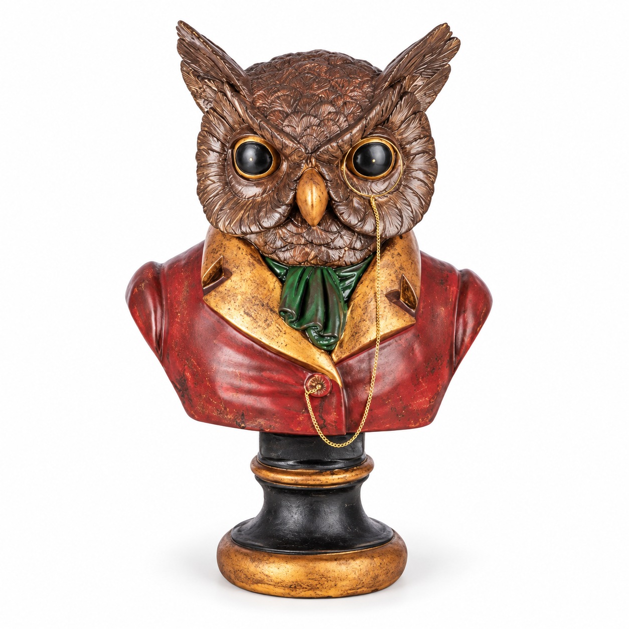 Xmas. Busto Gufo Rosso In Resina 35x23 H52cm