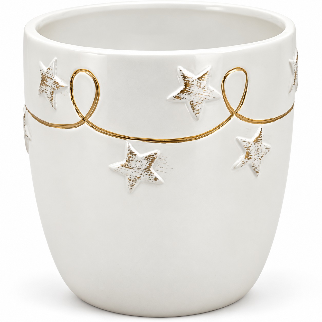 Xmas. Caspo' Ceramica Bianco D.13,5h13cm