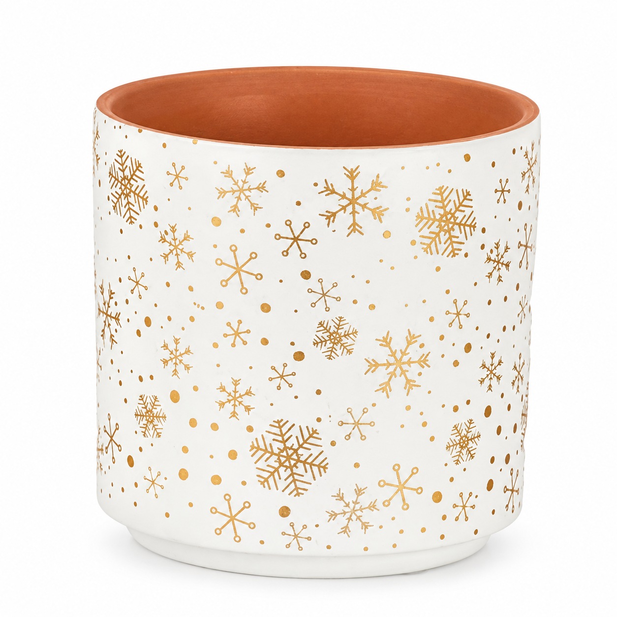 Xmas. Caspo' T.cotta Fiocchi Neve D13 H13cm- Whit