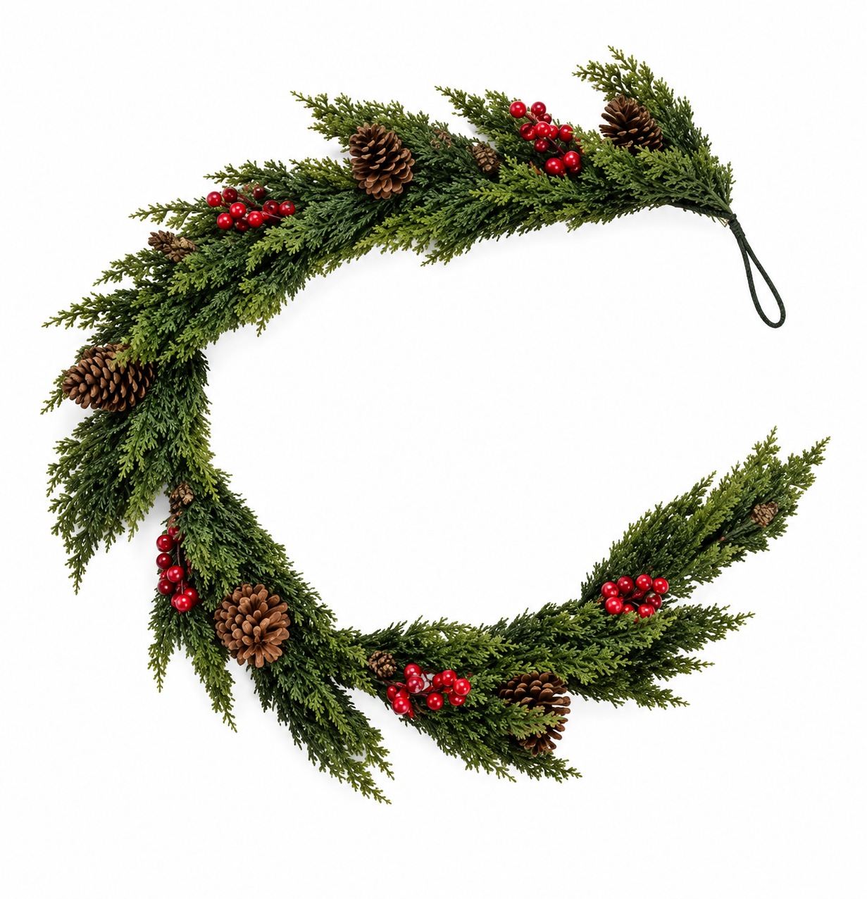 Xmas. Festone Cipresso 180cm Bacche Real Touch
