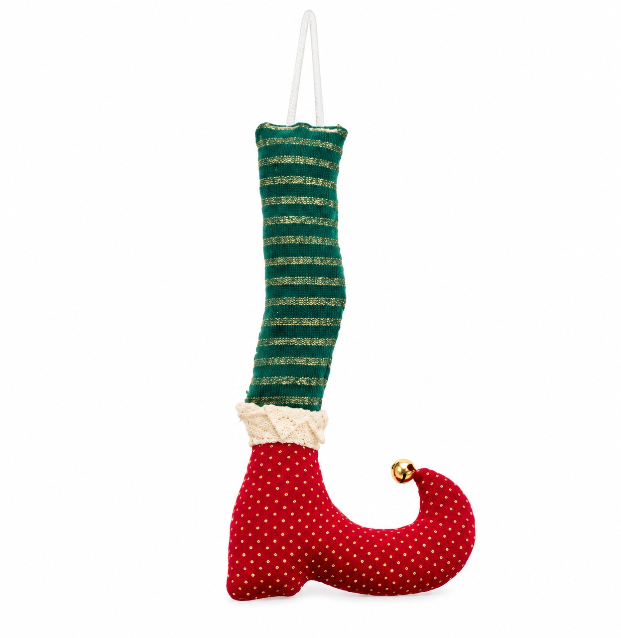 Xmas. Gamba Elfo Giullare 50cm Rosso - Verde