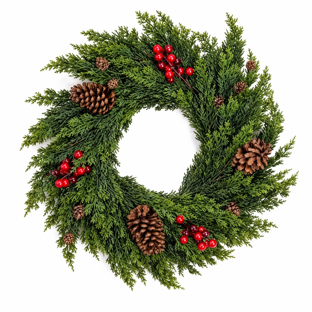 Xmas. Ghirlanda Cipresso 60cm Bacche Real Touch