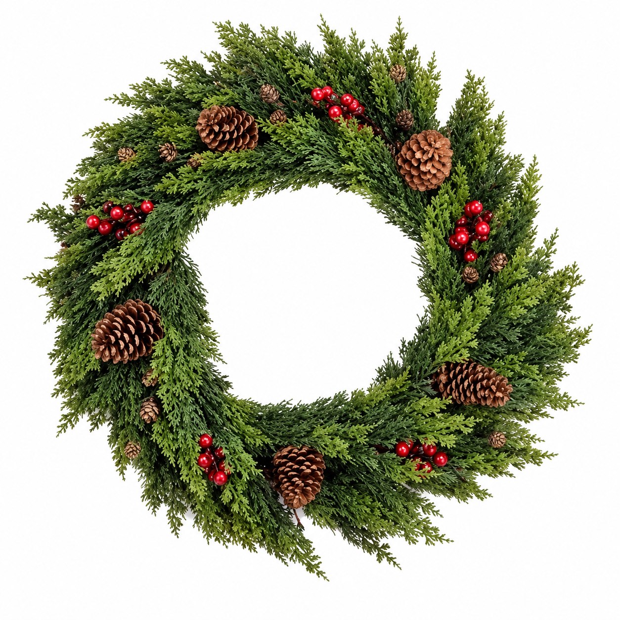 Xmas. Ghirlanda Cipresso 80cm Bacche Real Touch