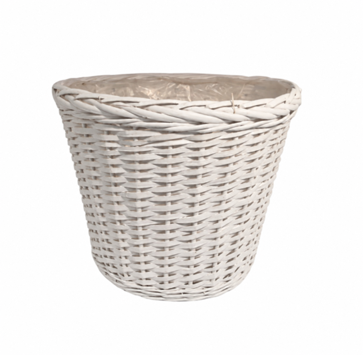 Cesti Caspò. Bor.treccia Bianco D18h16 B. D11.5cm