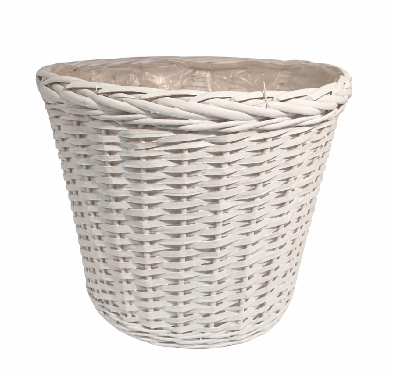 Cesti Caspò. Bor. Treccia Bianco D.27 H.24cm