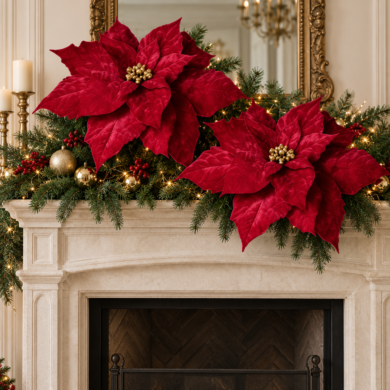 Xmas. Ramo St.natale Velluto 70x70x150cm - Red