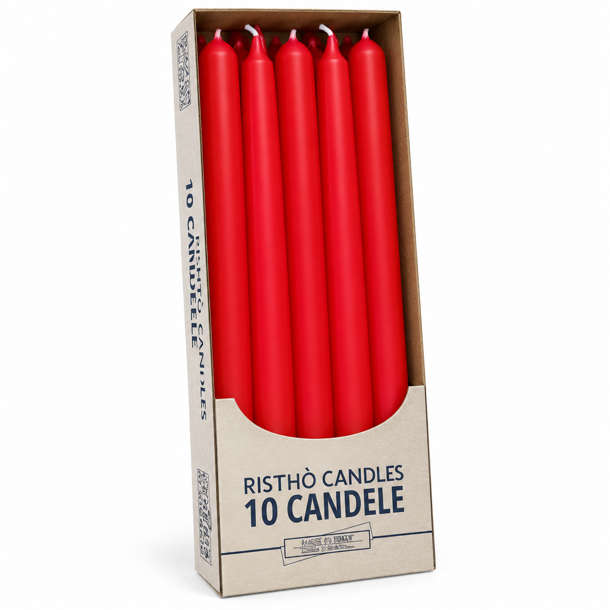 Candele. Conico Cm25 Vass.10pz Rosso