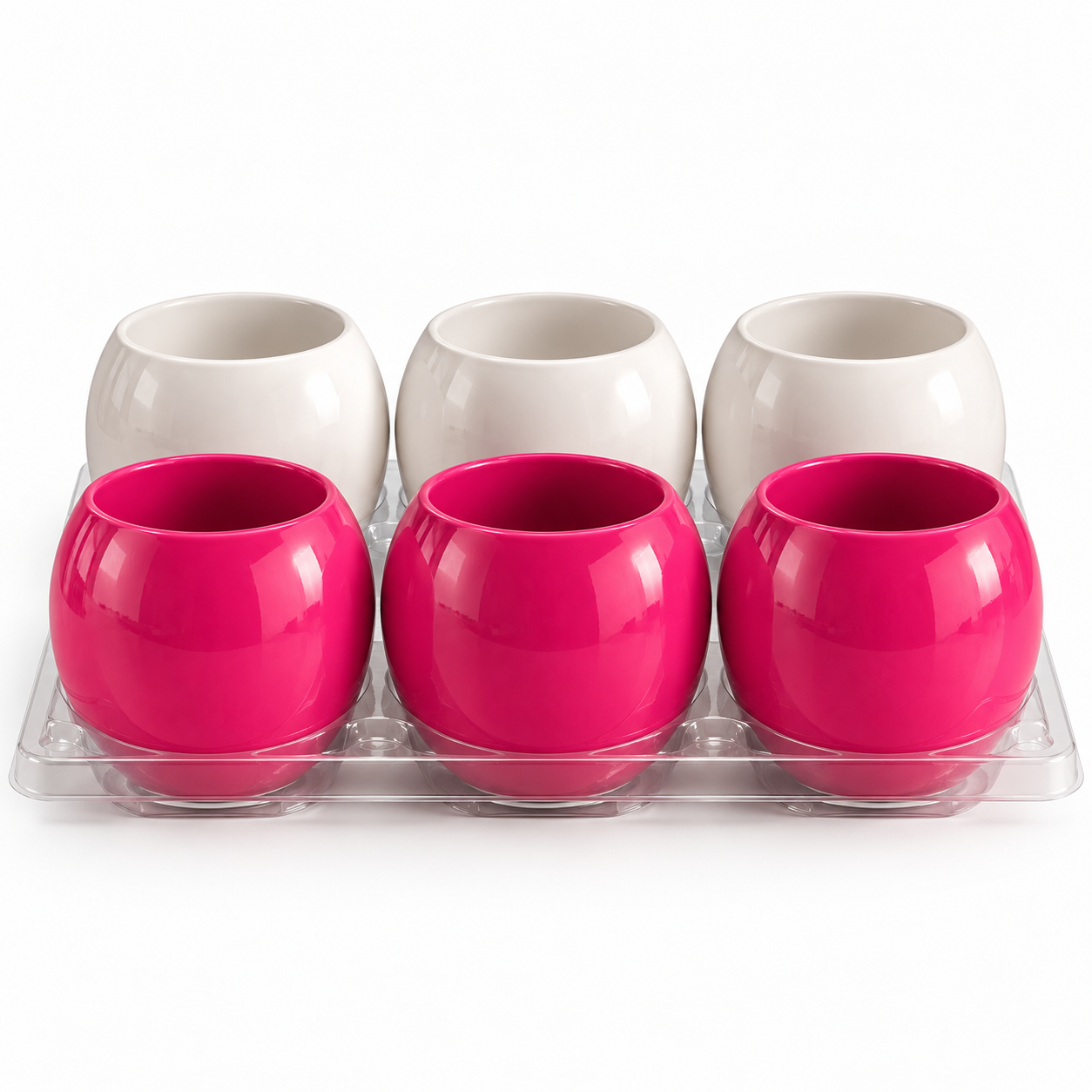 Vasi Ceramica. Sfera Bubble D.10cm- Bianco Fuchsia