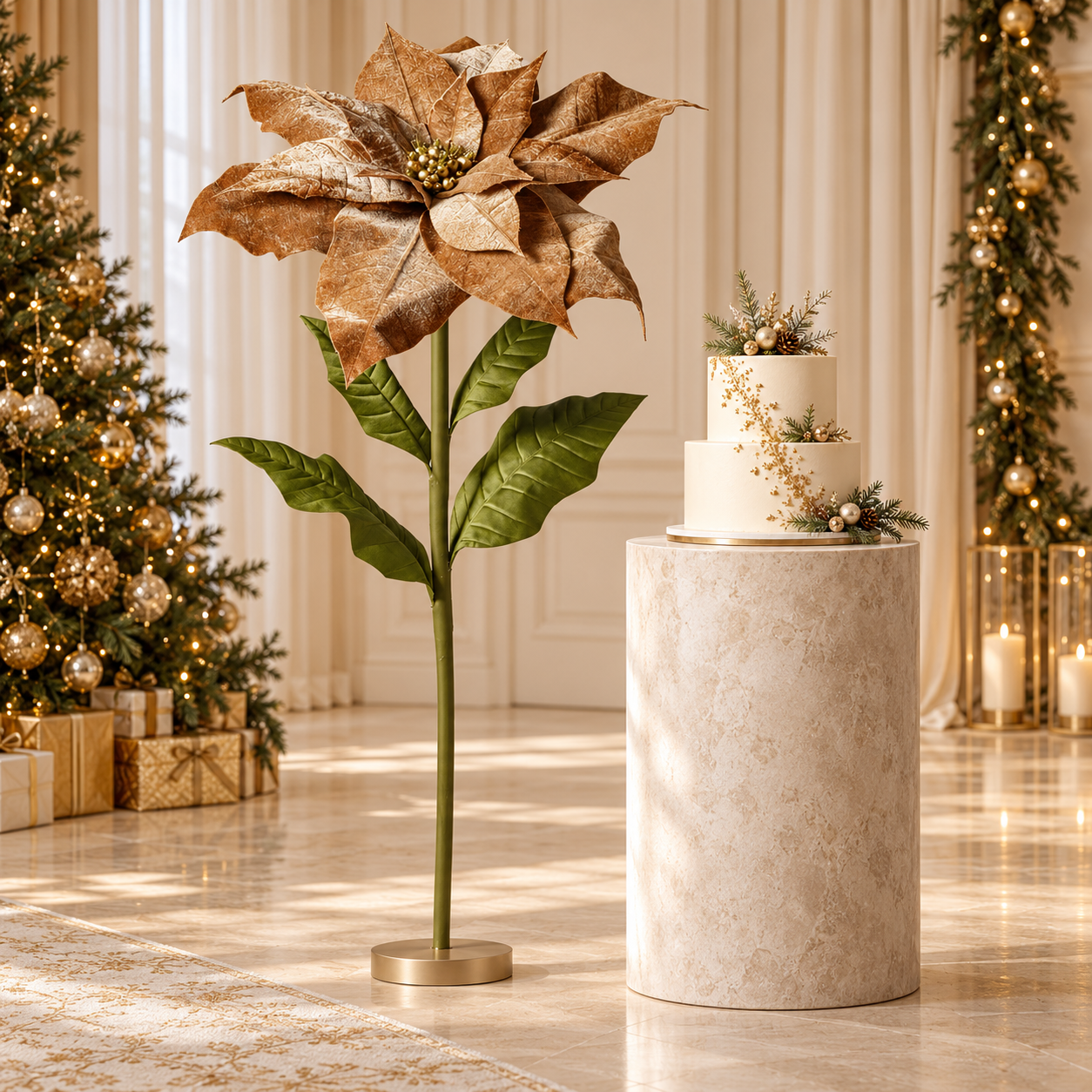 Xmas. Ramo St.natale Velluto 55x55x135cm - Tan
