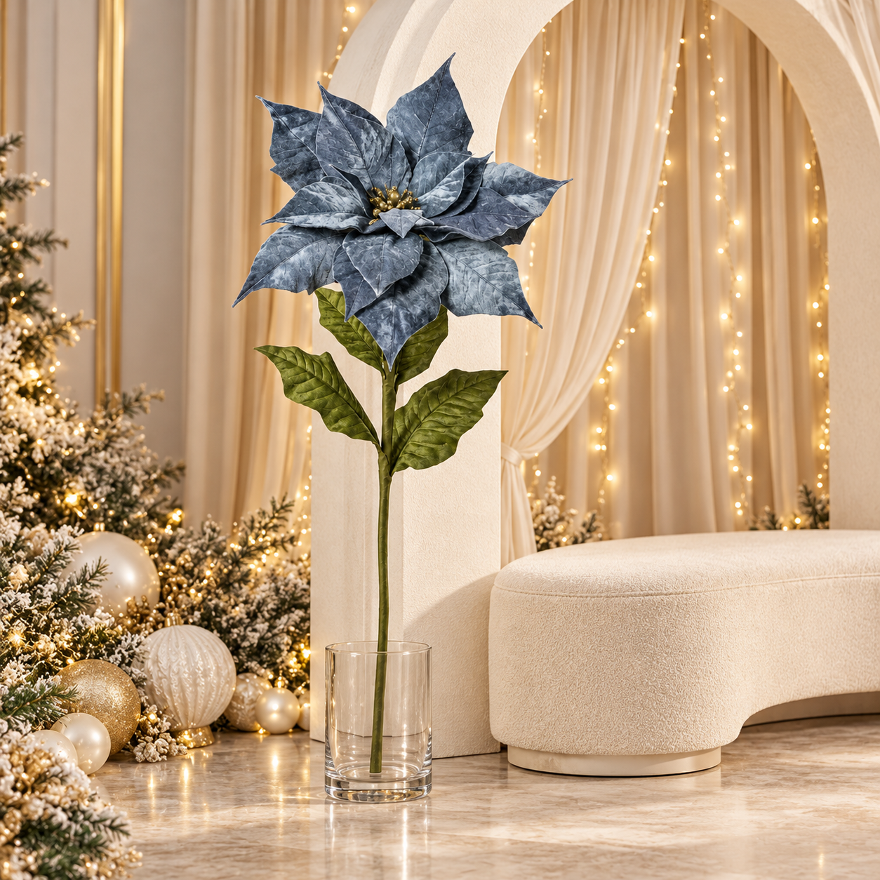Xmas. Ramo St.natale Velluto 55x55x135cm - Blue