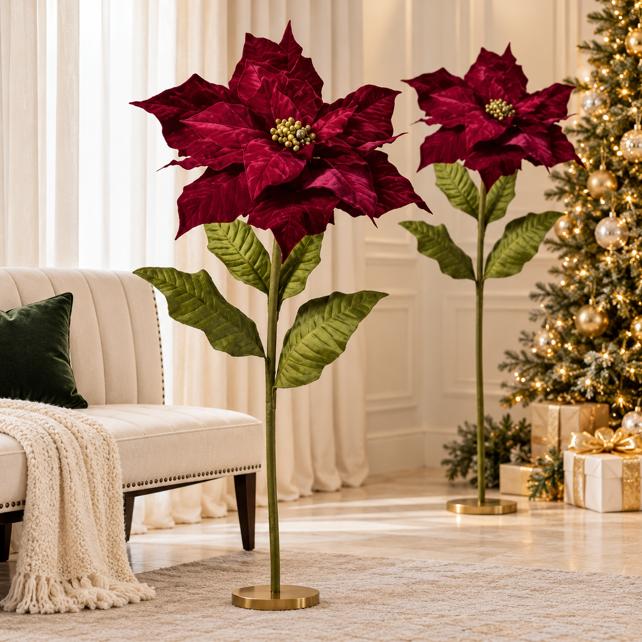 Xmas. Ramo St.natale Velluto 70x70x150cm - Burg.